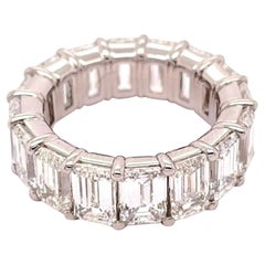 GIA Certified 11.98 Carat Emerald Cut Eternity Band