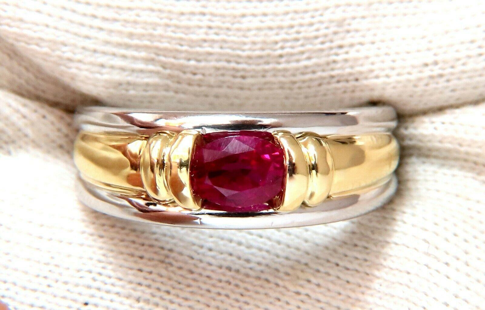Men's Ruby Ring.
Ruby Classic Excellence
GIA Certified: 1.19ct Natural Burma Ruby
Oval Full cut brilliant
7.12 x 5.07 x 3.77mm
Mounted in Channel, For Safe & Durable Wear.
Clean Clarity, Transparent & Even Toned.
Platinum &  18kt. yellow gold
19.7