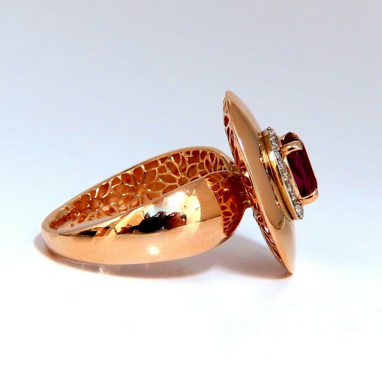 Anillo de diamantes de rubí rojo sin calor de corte ovalado de 1,19 quilates certificado por GIA 14 quilates Corte oval en venta