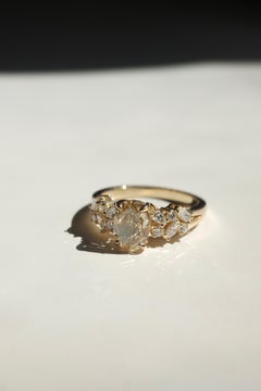 GIA Certified 1.19ct Oval Fancy Yellow Diamond and Marquise Diamond Ring