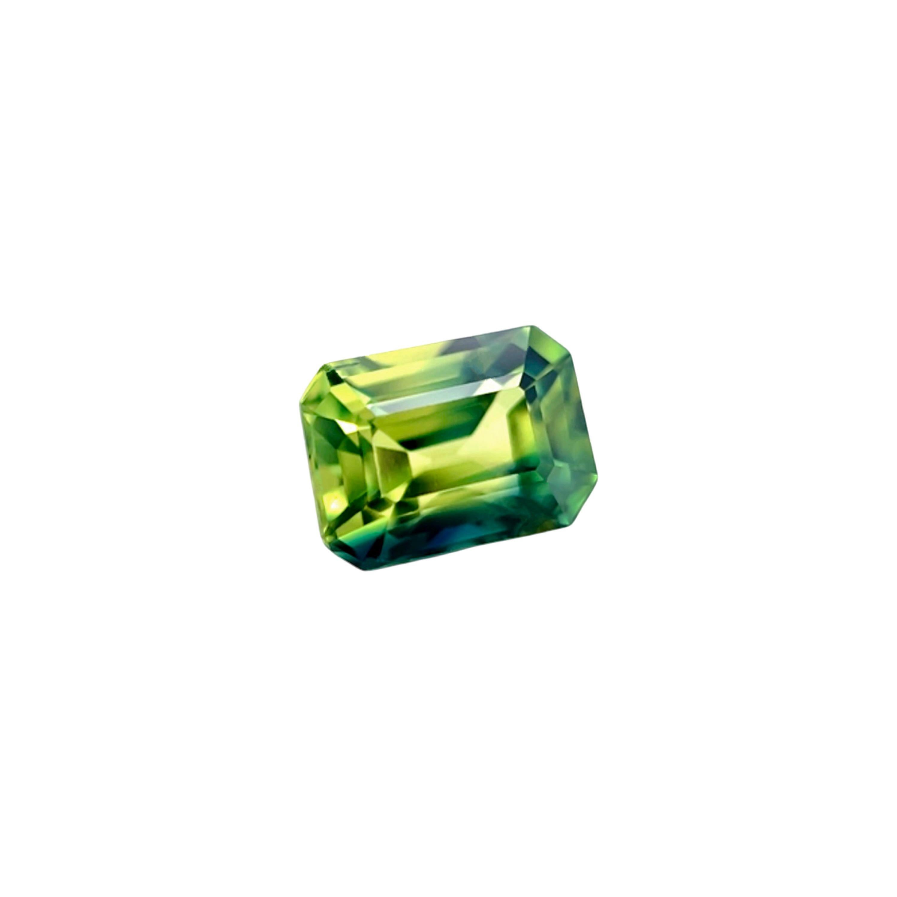 Esmeralda no tratada azul amarilla de zafiro tailandés de color parcial certificado por GIA de 1,19 ct en venta 5