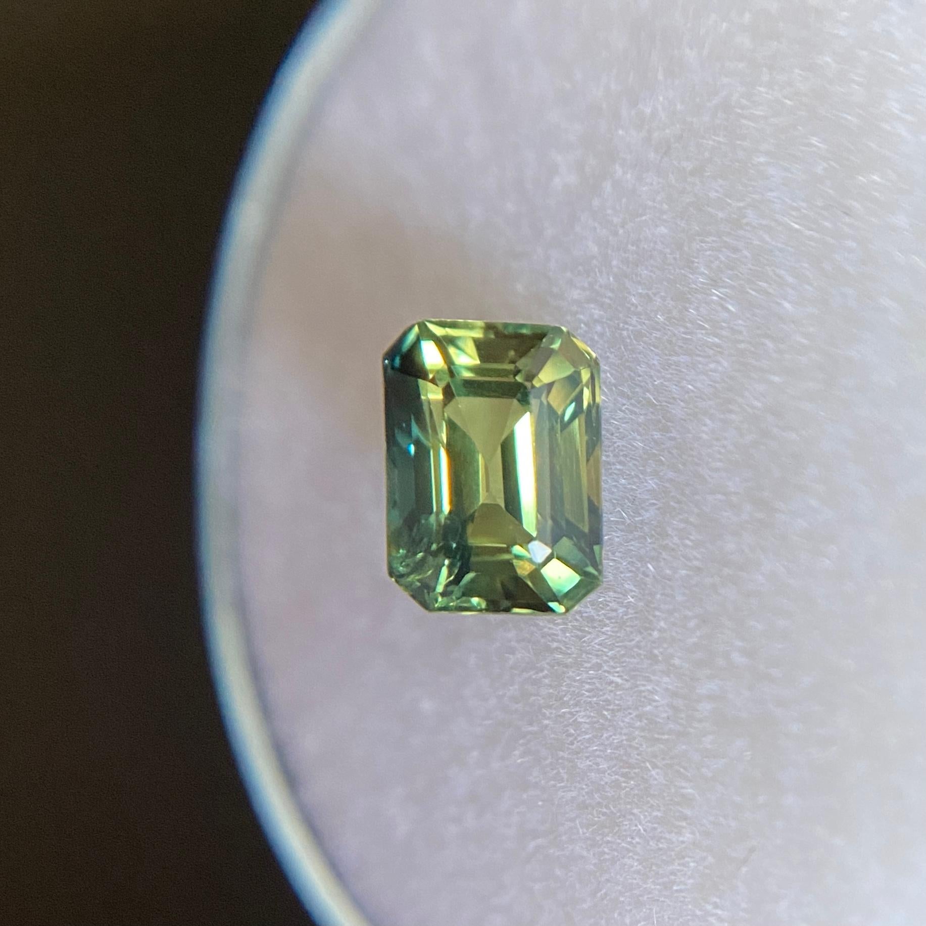 Emerald Cut GIA Certified 1.19ct Parti Colour Thai Sapphire Blue Yellow Untreated Emerald For Sale
