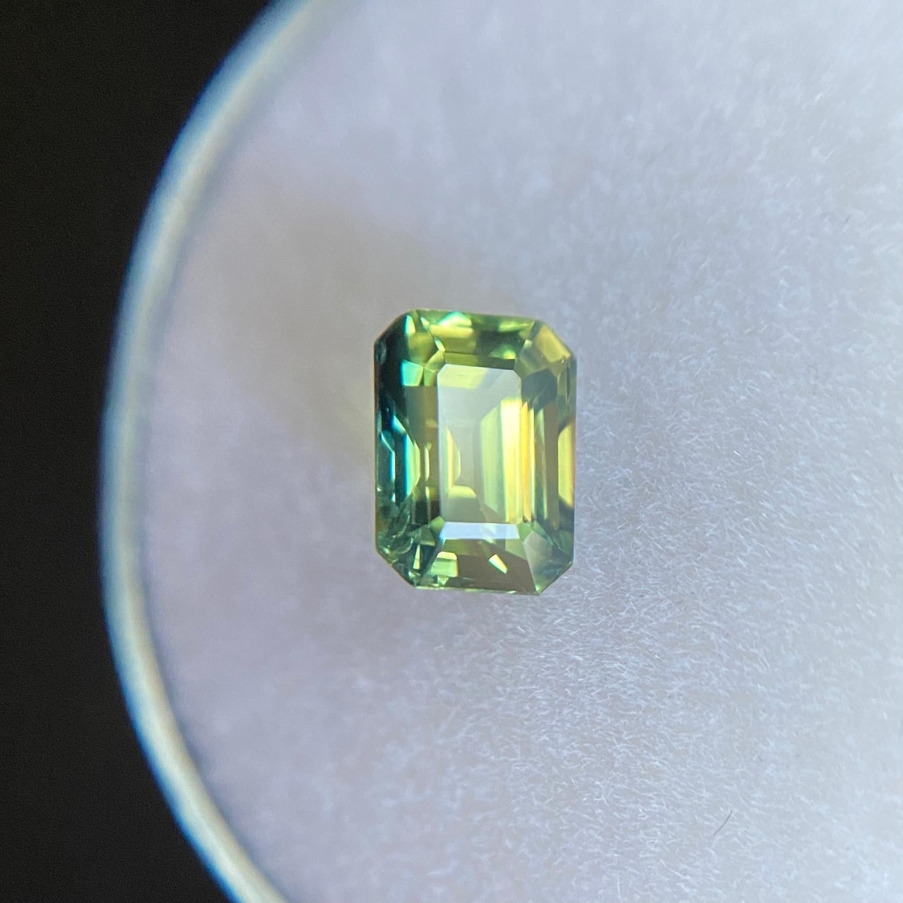 Emerald Cut GIA Certified 1.19ct Parti Colour Thai Sapphire Blue Yellow Untreated Emerald For Sale