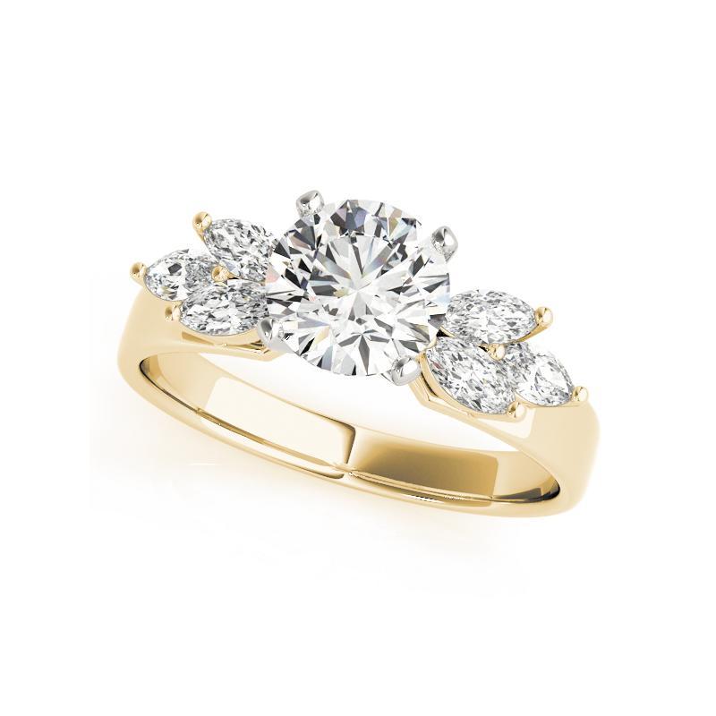 Anillo de diamantes multipiedra redondo y marquesa de 1.1 ct certificado por el GIA Corte redondo en venta