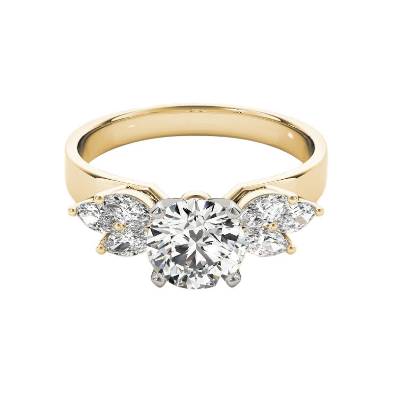 Anello con diamanti multipli a grappolo e marquise certificato GIA da 1.1 ct.