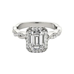 GIA Certified 1.2 Carat Braided Band Emerald Halo White Gold Diamond Ring