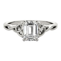 GIA Certified 1.2 Carat Celtic Knot Emerald Solitaire Diamond Ring