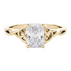 GIA Certified 1.2 Carat Celtic Knot Radiant Solitaire Diamond Ring
