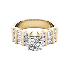 GIA Certified 1.2 Carat Channel Bar Baguette & Round Diamond Ring