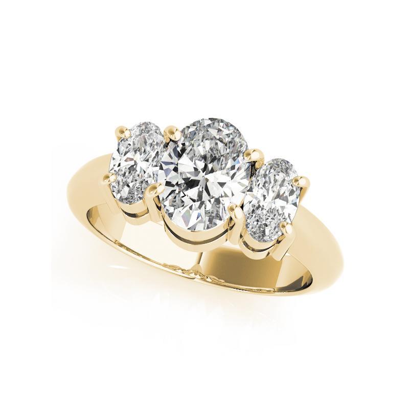 Taille ovale Bague à trois pierres en or jaune 18 carats certifiée GIA, 1,2 carat, ovale classique en vente