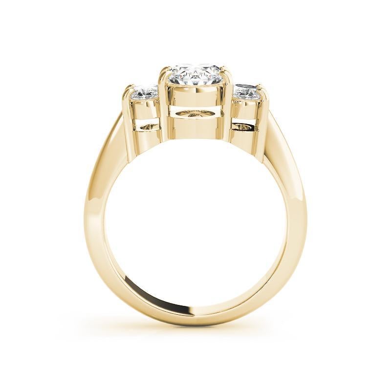 Bague à trois pierres en or jaune 18 carats certifiée GIA, 1,2 carat, ovale classique Neuf - En vente à New York, NY