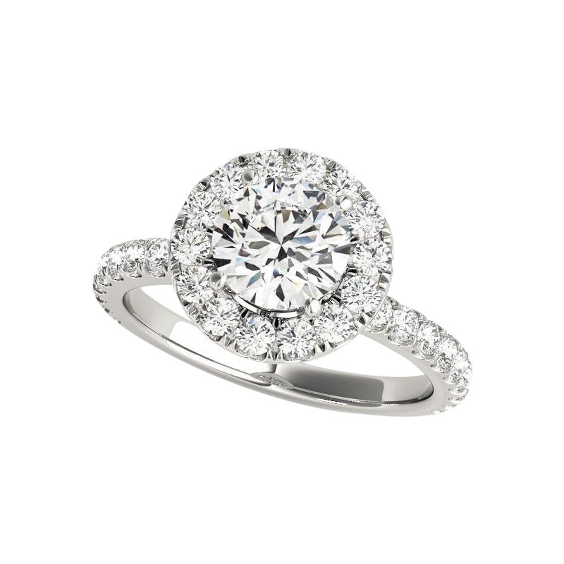 Halo rond classique certifié GIA de 1,2 carat  Bague en diamant