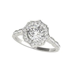 Bague à diamant cathédrale Cushion Halo Basket certifiée GIA de 1.2 carats