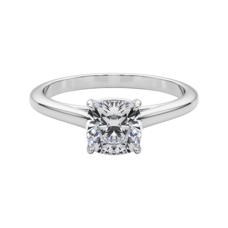GIA Certified 1.2 Carat Cushion Solitaire Cathedral Diamond Ring
