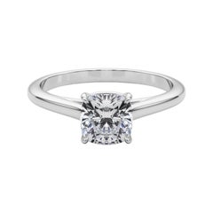 GIA Certified 1.2 Carat Cushion Solitaire Cathedral Diamond Ring