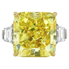 GIA Certified 12 Carat Radiant Fancy Yellow Diamond Ring
