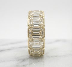 GIA Certified 12 Carat Emerald Cut Diamond Eternity Band in 18k Yellow Gold