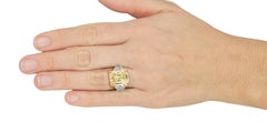 GIA Certified 12 Carat Emerald Cut Fancy Yellow Diamond Trillion side Ring