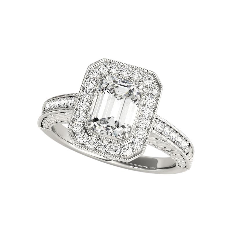 GIA Certified 1.2 Carat Emerald Halo Engraved Openwork Diamond Ring (anello con diamante inciso)