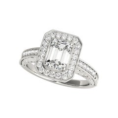 GIA Certified 1.2 Carat Emerald Halo Engraved Openwork Diamond Ring (anello con diamante inciso)