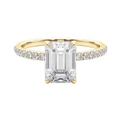 GIA Certified 1,2 Carat Emerald Hidden Halo Pave Anello con diamanti in oro giallo 18K