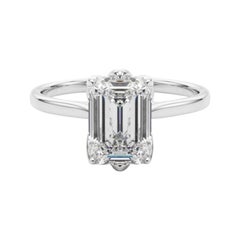 GIA Certified 1.2 Carat Emerald Solitaire Tulip Rose Diamond Ring