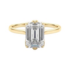 GIA Certified 1.2 Carat Emerald Solitaire Tulip Rose Diamond Ring