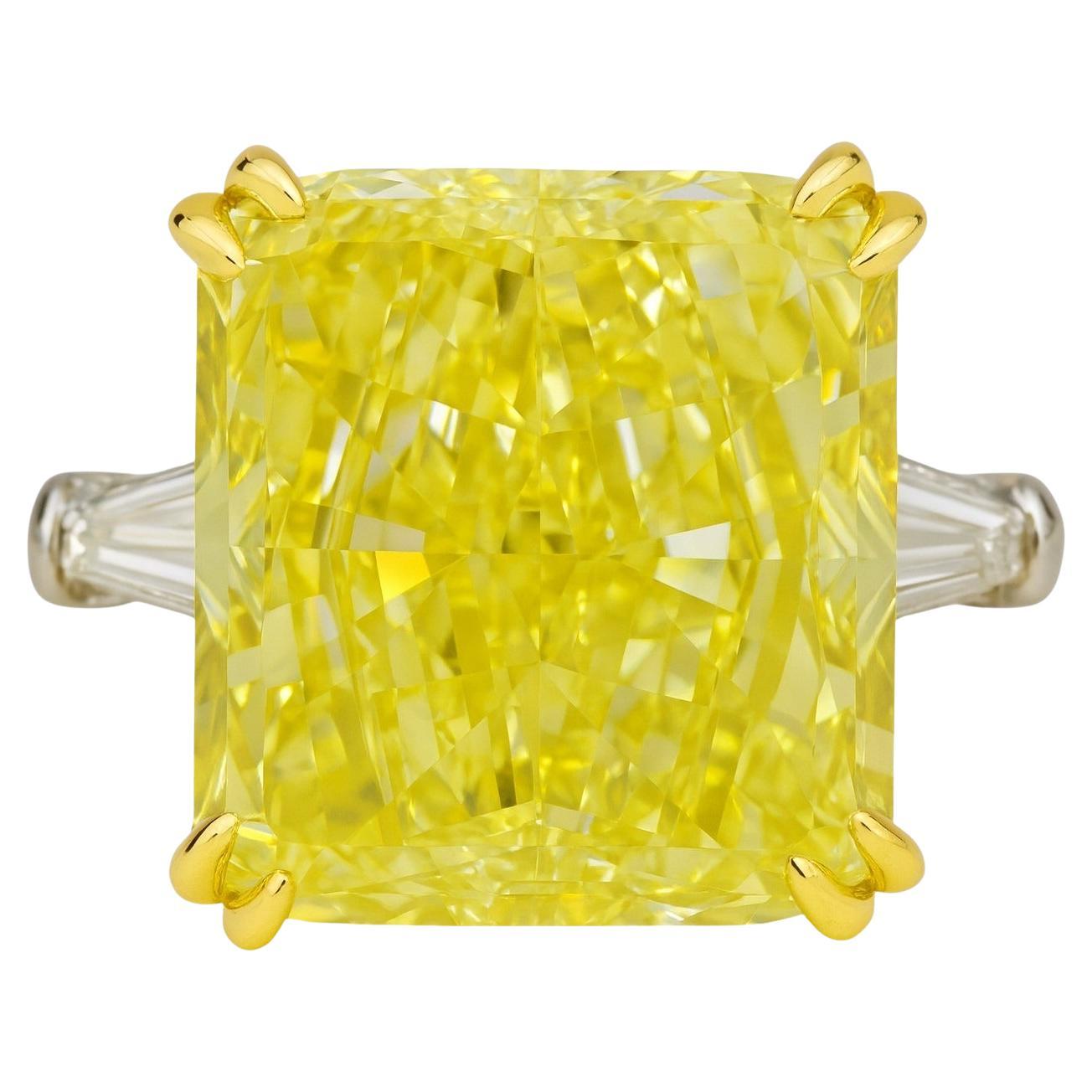 GIA Certified 12 Carat Fancy Intense Diamond Engagement Platinum Ring For Sale