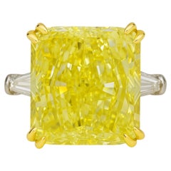 GIA Certified 12 Carat Fancy Intense Diamond Engagement Platinum Ring
