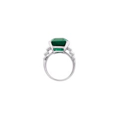 GIA Certified 12 Carat Green Emerald Diamond Platinum Ring