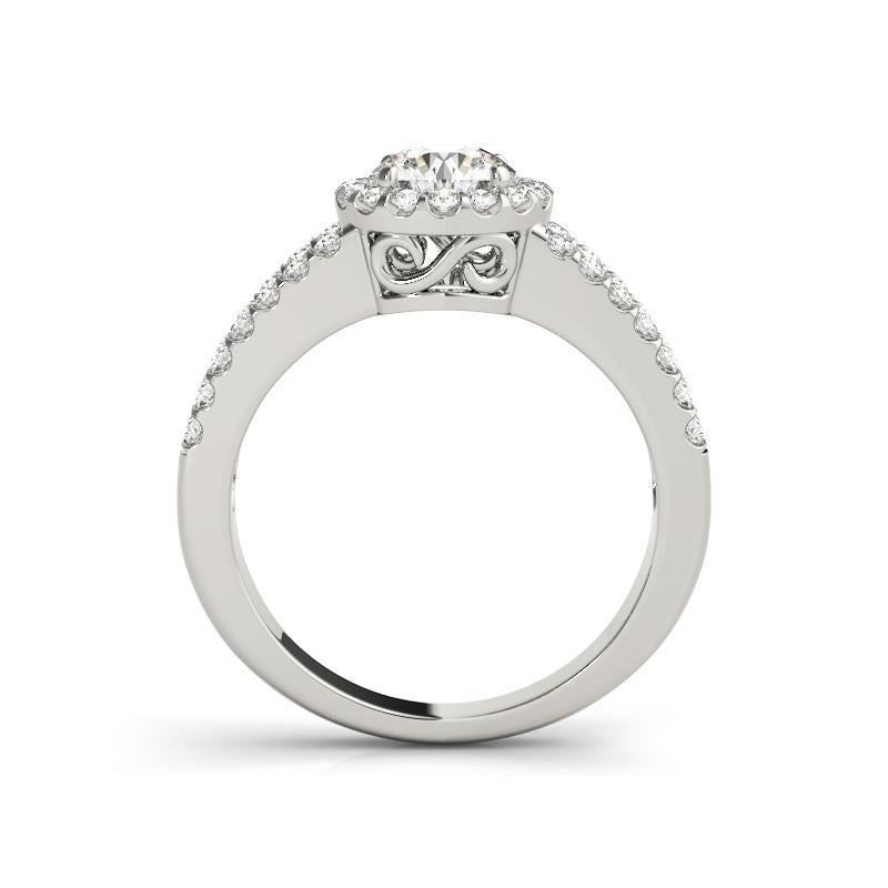 GIA zertifiziert 1,2 Karat Halo Runde Filigran Split Shank Platin Diamantring (Rundschliff) im Angebot