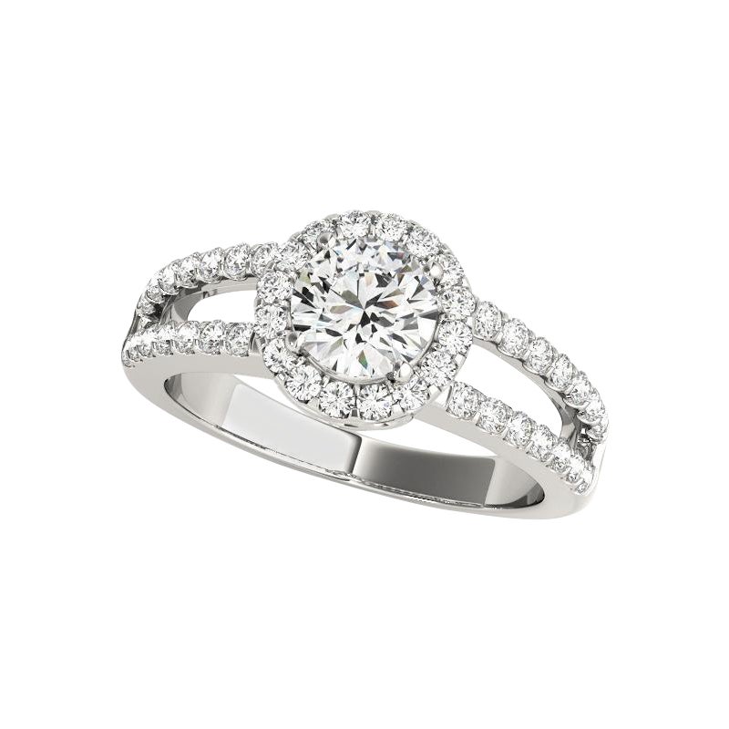 GIA zertifiziert 1,2 Karat Halo Runde Filigran Split Shank Platin Diamantring