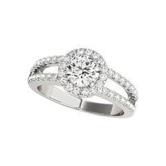 GIA zertifiziert 1,2 Karat Halo Runde Filigran Split Shank Platin Diamantring