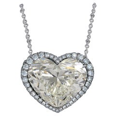 GIA Certified 12 Carat Heart Shape Diamond Pendant Platinum Necklace