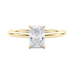 GIA-zertifiziert 1,2 Karat Hidden Halo Radiant 18K Gelbgold Diamantring