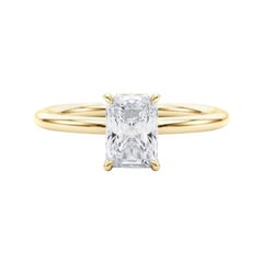 Bague en or jaune 18 carats certifiée GIA de 1,2 carat à halo caché et rayonnant