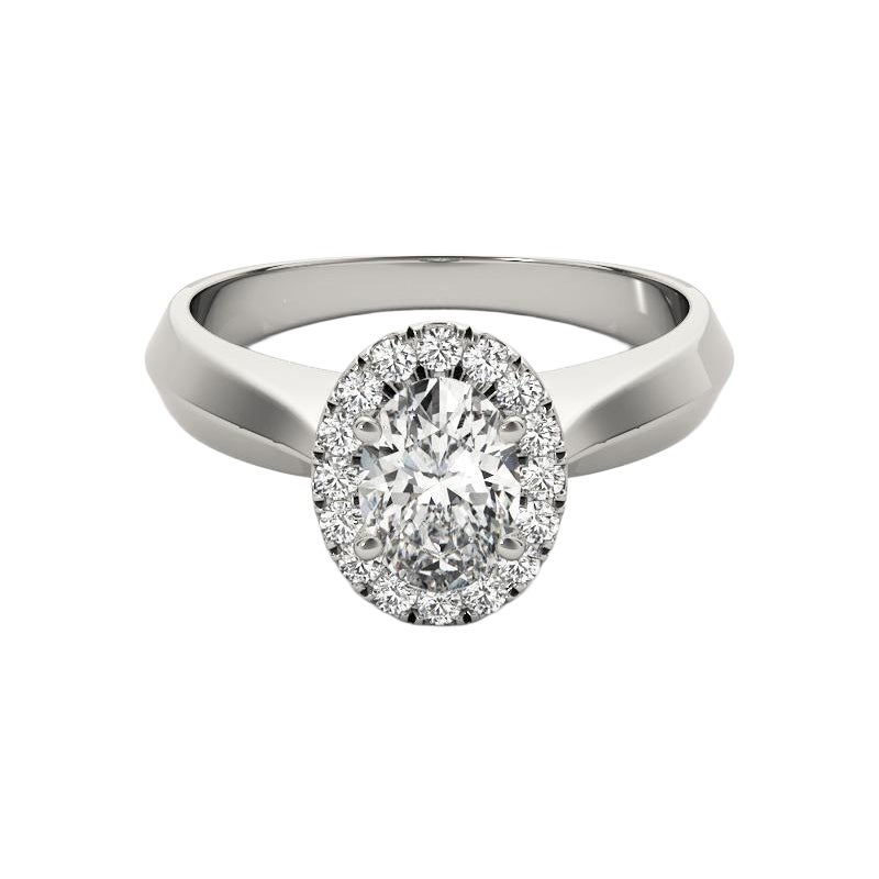 GIA Certificato 1.2 Carati Bordo Coltello Fascia Ovale Halo  Anello con diamante