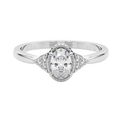GIA Certified 1.2 Carat Milgrain Oval Bezel Geometric Platinum Diamond Ring