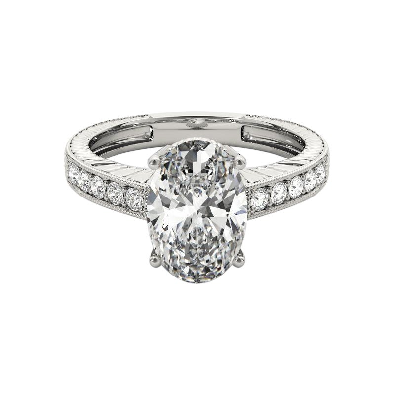 Anello con diamante ovale antico inciso a grana fine certificato GIA da 1.2 carati