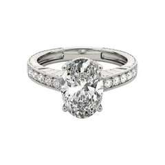 Anello con diamante ovale antico inciso a grana fine certificato GIA da 1.2 carati