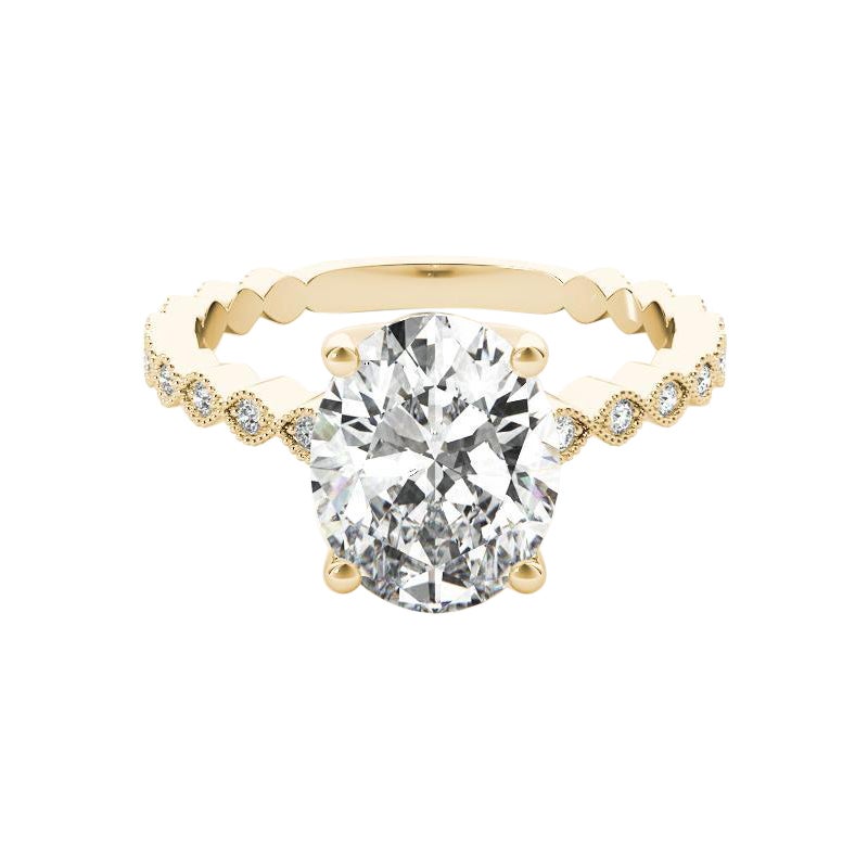 GIA Certified 1.2 Carat Oval Bezel Milgrain Band 18K Yellow Gold Diamond Ring