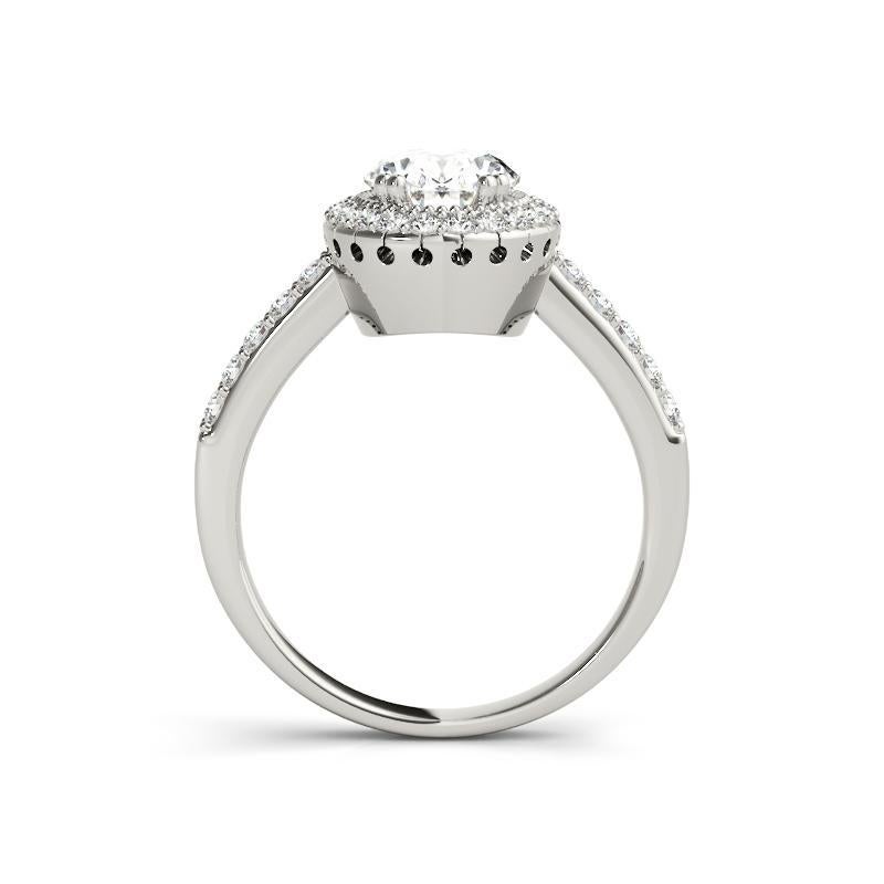 Bague en or blanc 18 carats certifiée GIA et ornée d'un halo de diamants ovales de 1,2 carat Neuf - En vente à New York, NY