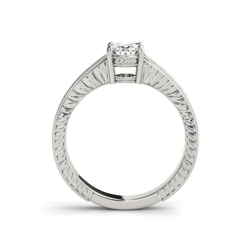 Anello con diamante ovale doppio cesto in oro bianco vintage certificato GIA da 1,2 carati In condizioni Nuovo in vendita a New York, NY