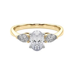 GIA Certified 1.2 Carat Oval East-West Three-Stone Diamond Ring