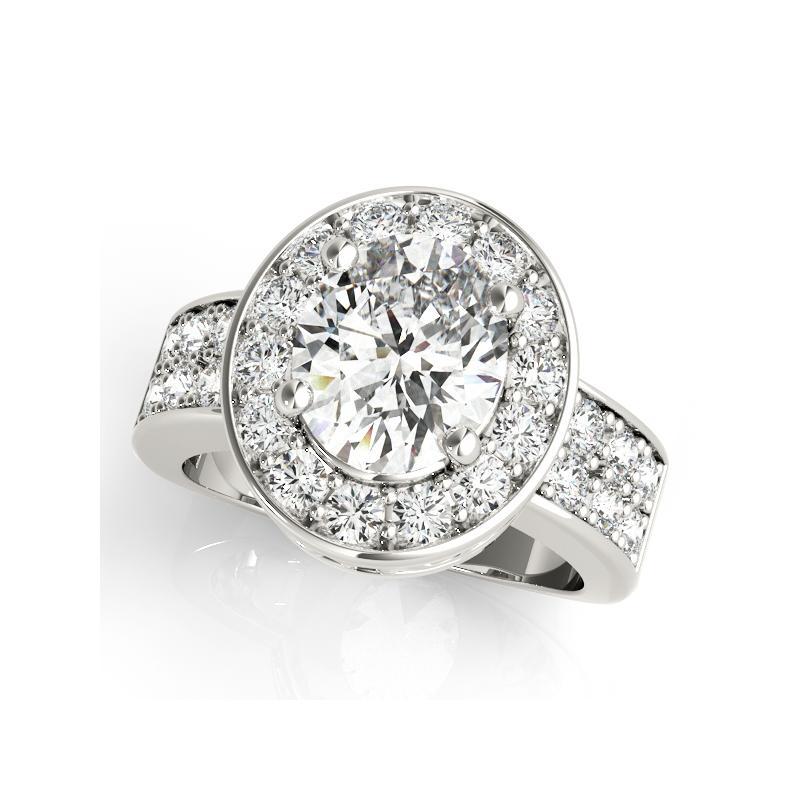 Taglio ovale Anello con diamante ovale a doppio canale in oro bianco 18 carati certificato GIA da 1,2 carati in vendita