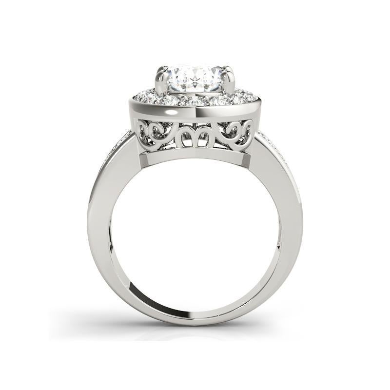 Anello con diamante ovale a doppio canale in oro bianco 18 carati certificato GIA da 1,2 carati In condizioni Nuovo in vendita a New York, NY