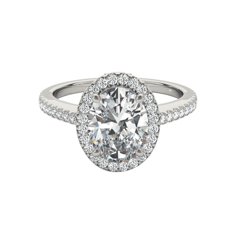 Bague à diamant en or blanc 18 carats certifiée GIA de 1,2 carat avec halo ovale et panier filigrané