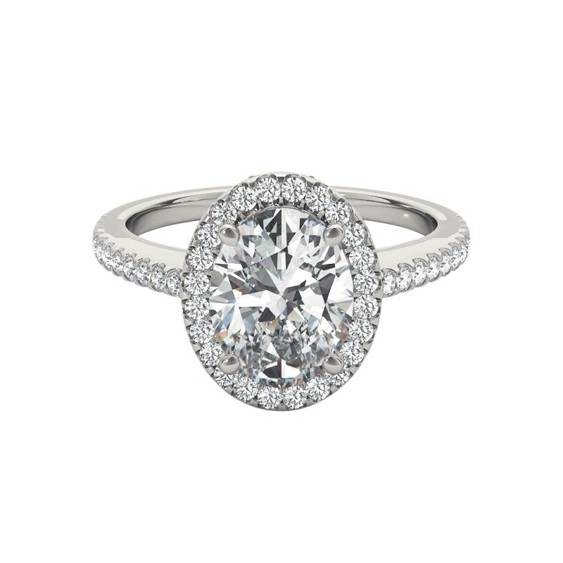 Panier filigrané ovale Halo certifié GIA de 1.2 carats  Bague en diamant