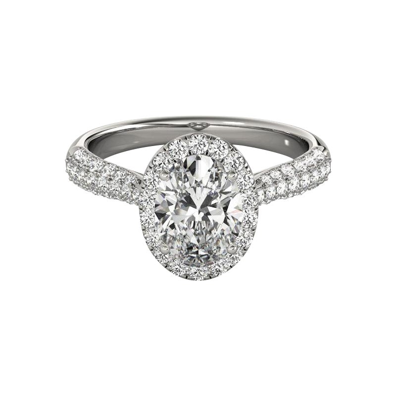 GIA Certified 1.2 Carat Oval Halo Multi-Row  Bague en diamant