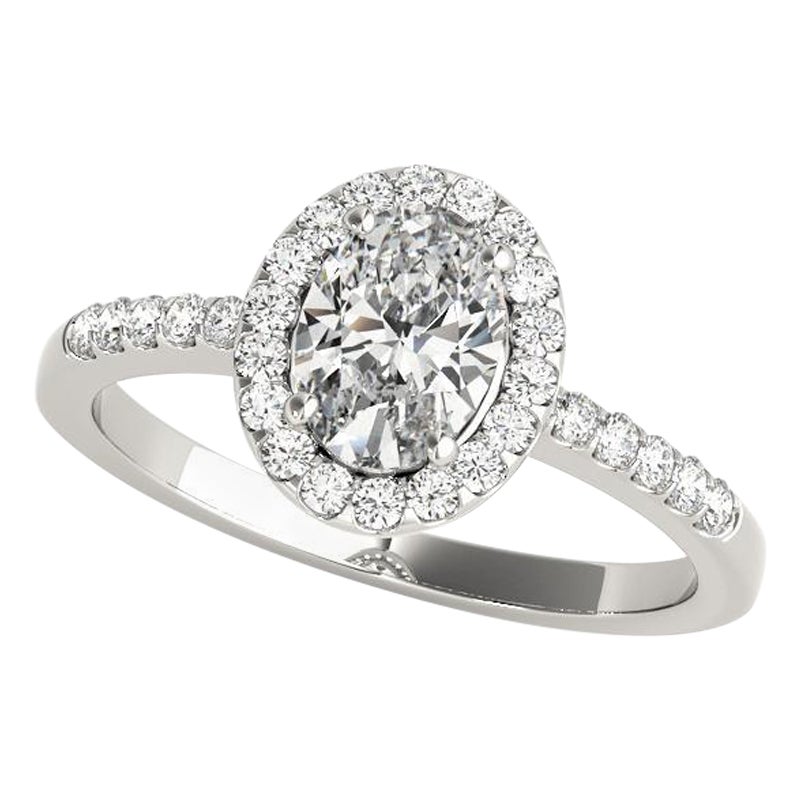 GIA Certified 1.2 Carat Oval Halo Pave Openwork  Bague en diamant